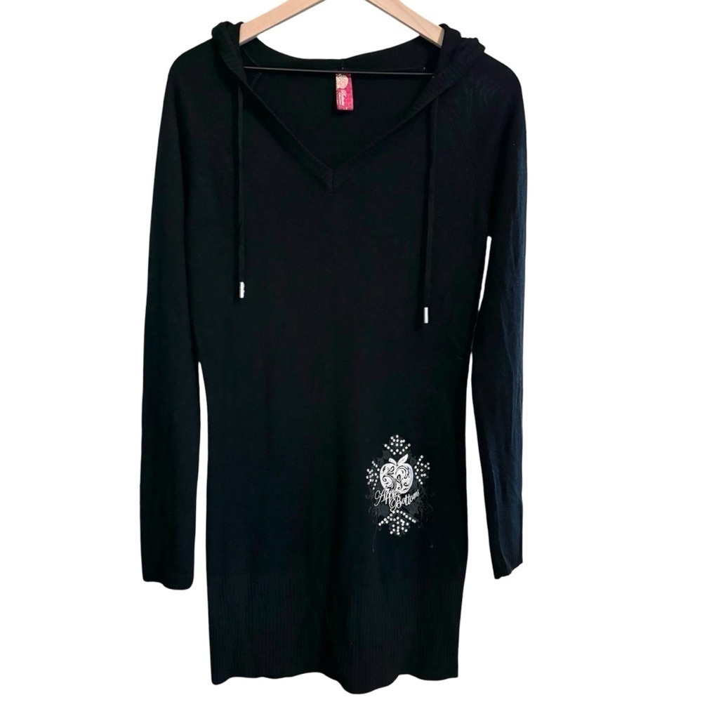 Women’s Y2K Vintage Apple Bottoms black snowflake hooded sweater dress size lg